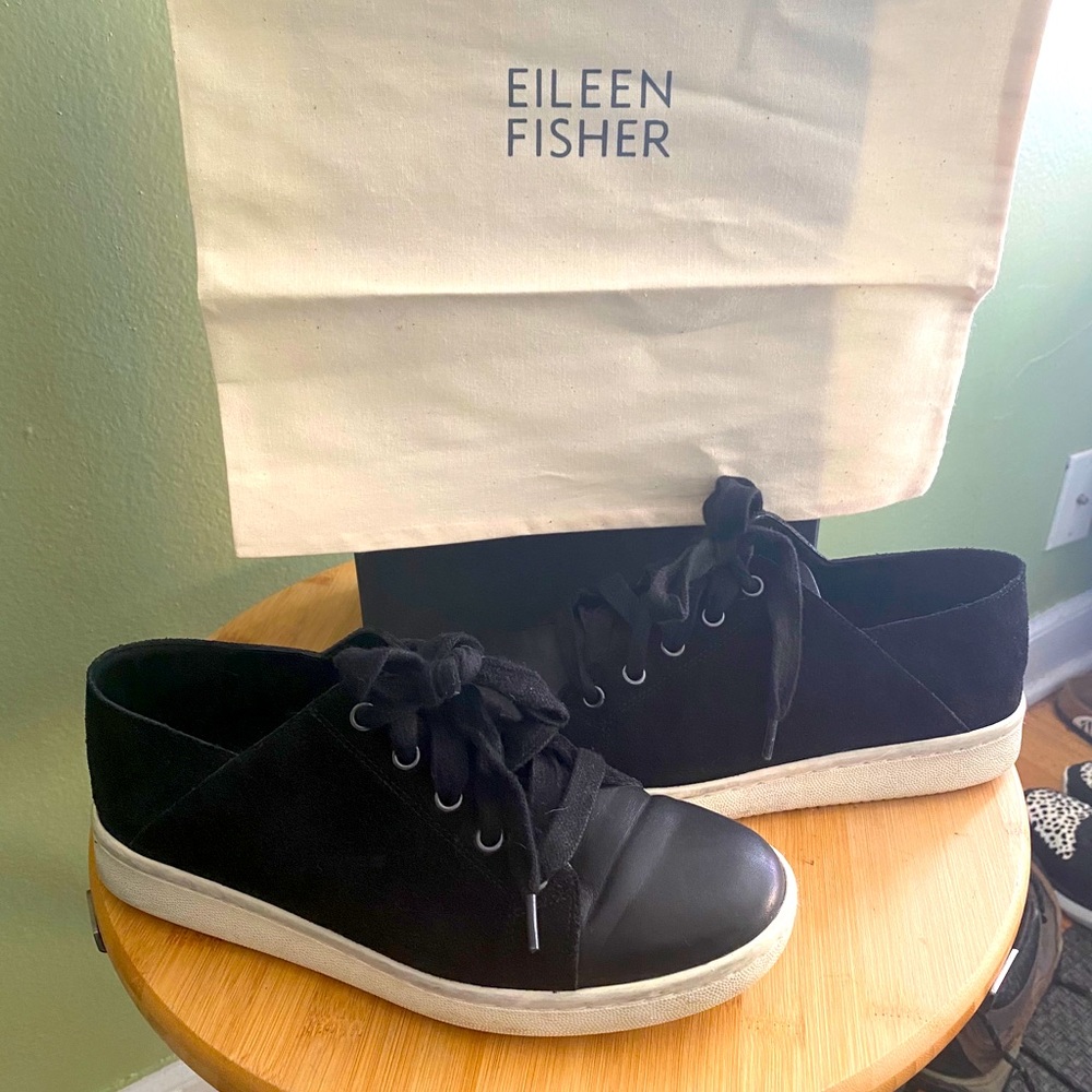 Eileen Fisher black suede casual sneakers